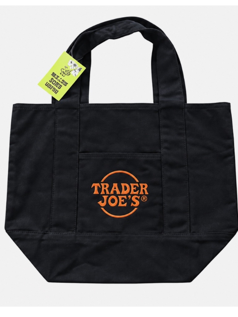 Trader Joe’s Black Mini Canvas Tote Bag New with tag